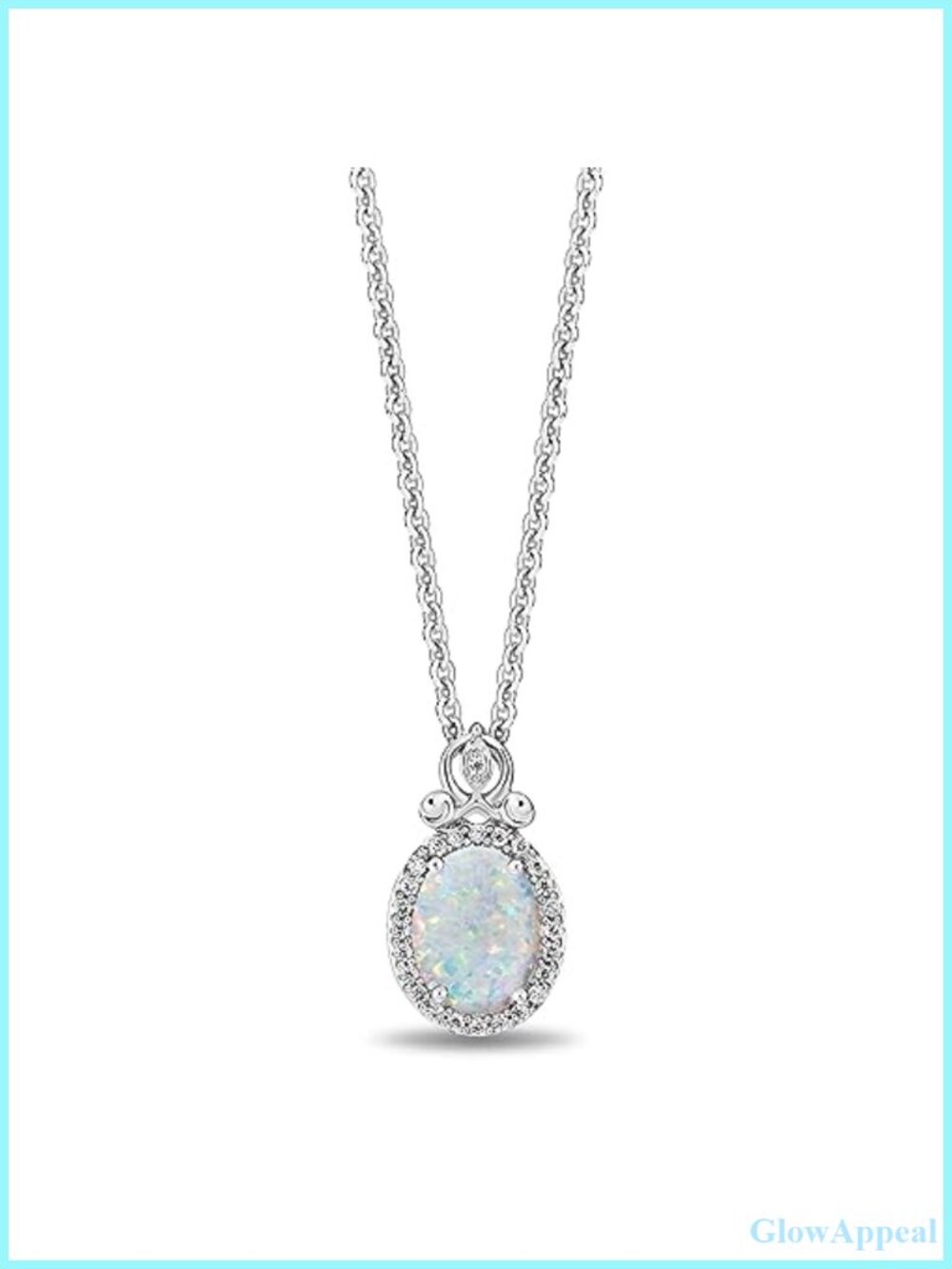 Sterling Silver Cinderella Pendant Necklace with Created Opal & Diamonds